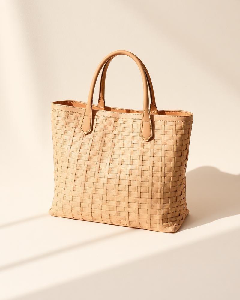 Beige Woven Tote