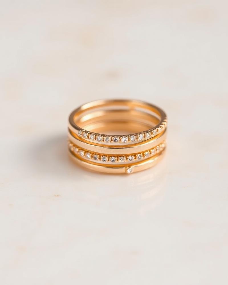 Gold Pavé Ring Stack